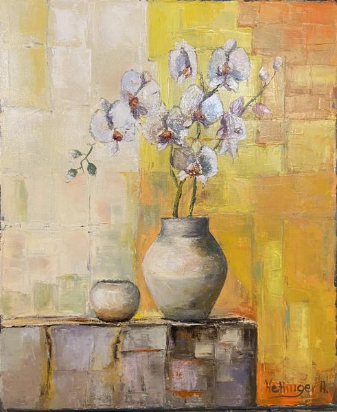 Orchideas csendélet (50x60 cm)<br/>Olaj, vászon<br/>A kép: 90 000 Ft<br/><br/><button onclick='sendEmail()' style='background-color: #333; color: white; border: none; padding: 10px 20px; text-align: center; text-decoration: none; display: inline-block; font-size: 16px; margin: 4px 2px; cursor: pointer;'>Kapcsolatfelvétel</button>