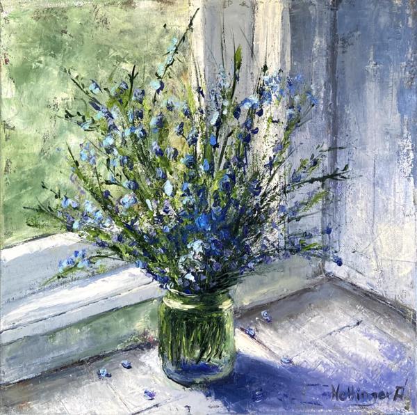 Kék virágok (40x40 cm)<br/>Olaj, vászon<br/><br/><button onclick='sendEmail()' style='background-color: #333; color: white; border: none; padding: 10px 20px; text-align: center; text-decoration: none; display: inline-block; font-size: 16px; margin: 4px 2px; cursor: pointer;'>Kapcsolatfelvétel</button>