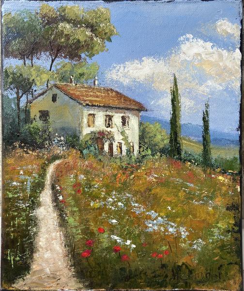 Toszkán ház (30x25 cm)<br/>Olaj, kasirozott vászon<br/><br/><button onclick='sendEmail()' style='background-color: #333; color: white; border: none; padding: 10px 20px; text-align: center; text-decoration: none; display: inline-block; font-size: 16px; margin: 4px 2px; cursor: pointer;'>Kapcsolatfelvétel</button>