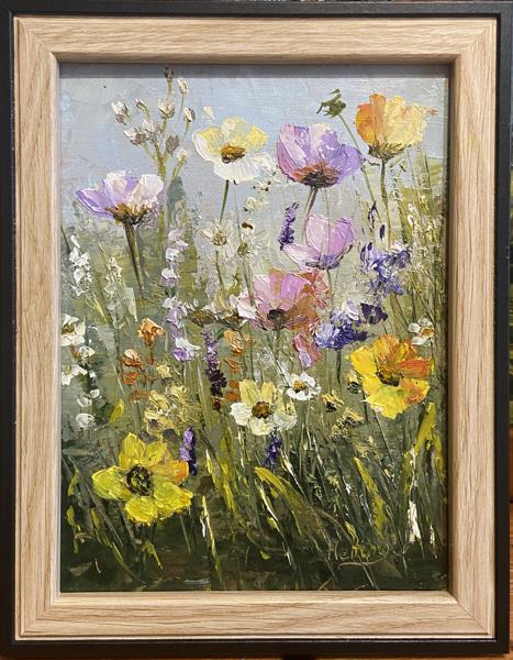 Mezei virágok (20x15 cm)<br/>Olaj, vászon<br/>A kép: 25 000 Ft<br/><br/><button onclick='sendEmail()' style='background-color: #333; color: white; border: none; padding: 10px 20px; text-align: center; text-decoration: none; display: inline-block; font-size: 16px; margin: 4px 2px; cursor: pointer;'>Kapcsolatfelvétel</button>