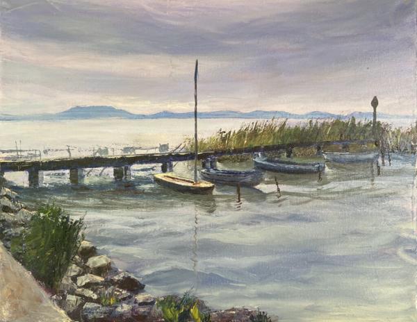 Lellei csónakkikötő (40x50 cm)<br/>Olaj, vászon<br/><br/><button onclick='sendEmail()' style='background-color: #333; color: white; border: none; padding: 10px 20px; text-align: center; text-decoration: none; display: inline-block; font-size: 16px; margin: 4px 2px; cursor: pointer;'>Kapcsolatfelvétel</button>