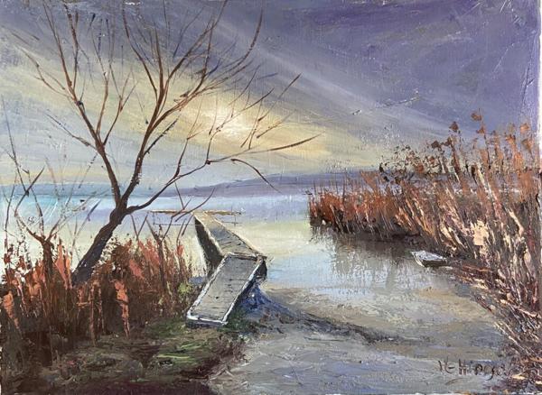 Téli naplemente (30x40 cm)<br/>Olaj, vászon<br/><br/><button onclick='sendEmail()' style='background-color: #333; color: white; border: none; padding: 10px 20px; text-align: center; text-decoration: none; display: inline-block; font-size: 16px; margin: 4px 2px; cursor: pointer;'>Kapcsolatfelvétel</button>