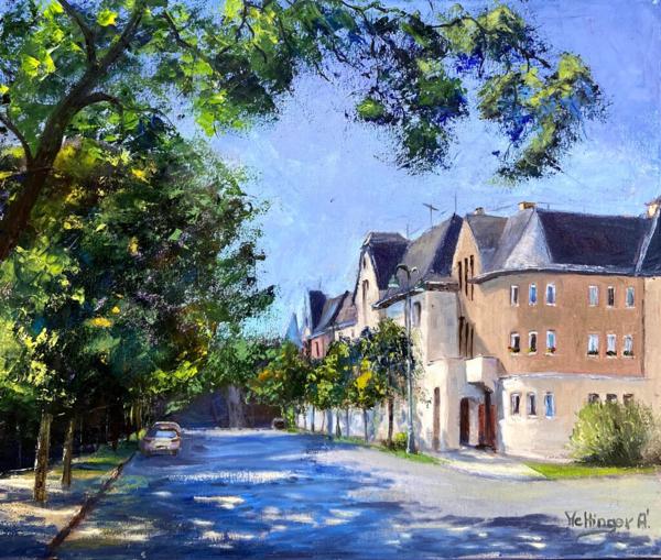 Wekerle nyári napsütésben (50x60 cm)<br/>Olaj, vászon<br/><br/><button onclick='sendEmail()' style='background-color: #333; color: white; border: none; padding: 10px 20px; text-align: center; text-decoration: none; display: inline-block; font-size: 16px; margin: 4px 2px; cursor: pointer;'>Kapcsolatfelvétel</button>