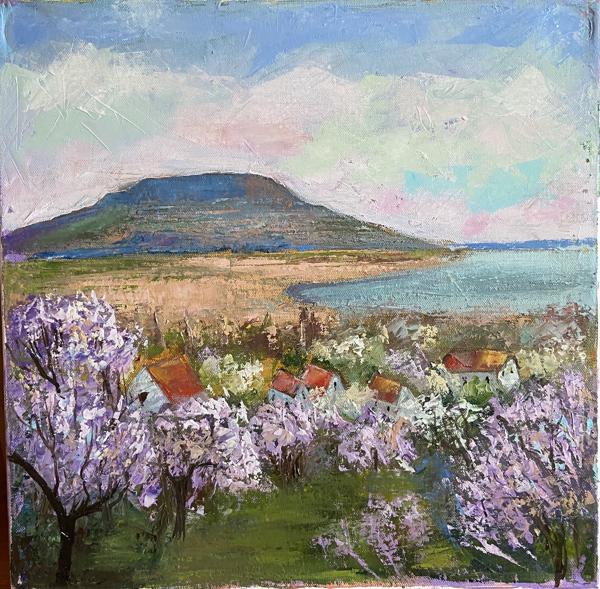 Tavasz Badacsonynál (40x40 cm)<br/>Olaj, vászon<br/><br/><button onclick='sendEmail()' style='background-color: #333; color: white; border: none; padding: 10px 20px; text-align: center; text-decoration: none; display: inline-block; font-size: 16px; margin: 4px 2px; cursor: pointer;'>Kapcsolatfelvétel</button>