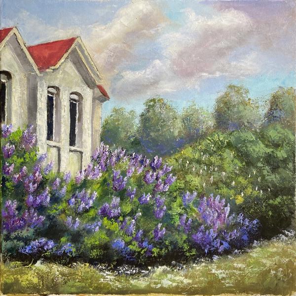 Orgonás kert (50x50 cm)<br/>Olaj, vászon<br/>A kép: 80 000 Ft<br/><br/><button onclick='sendEmail()' style='background-color: #333; color: white; border: none; padding: 10px 20px; text-align: center; text-decoration: none; display: inline-block; font-size: 16px; margin: 4px 2px; cursor: pointer;'>Kapcsolatfelvétel</button>